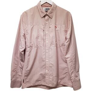SIMMS Insect Shield L/S Button Up Fishing Shirt Red/Rust (?) Men's Medium ~ VGUC